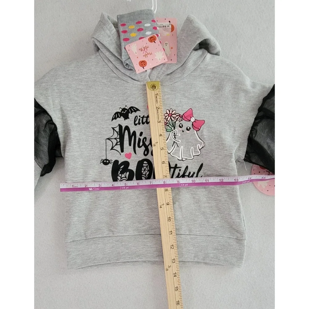 Maddie Michelle Little Miss BOOtiful Gray Kids Hoodie With  Socks 5 NWT